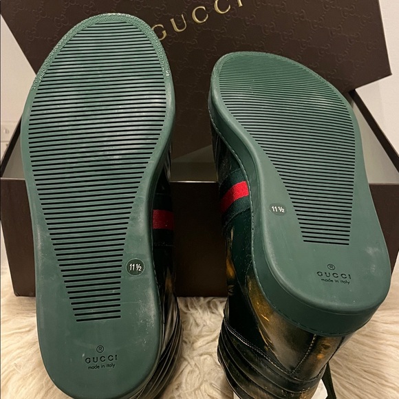 Gucci Men's Green patent leather High-Top Sneakers. RARE! New! - Picture 6 of 7